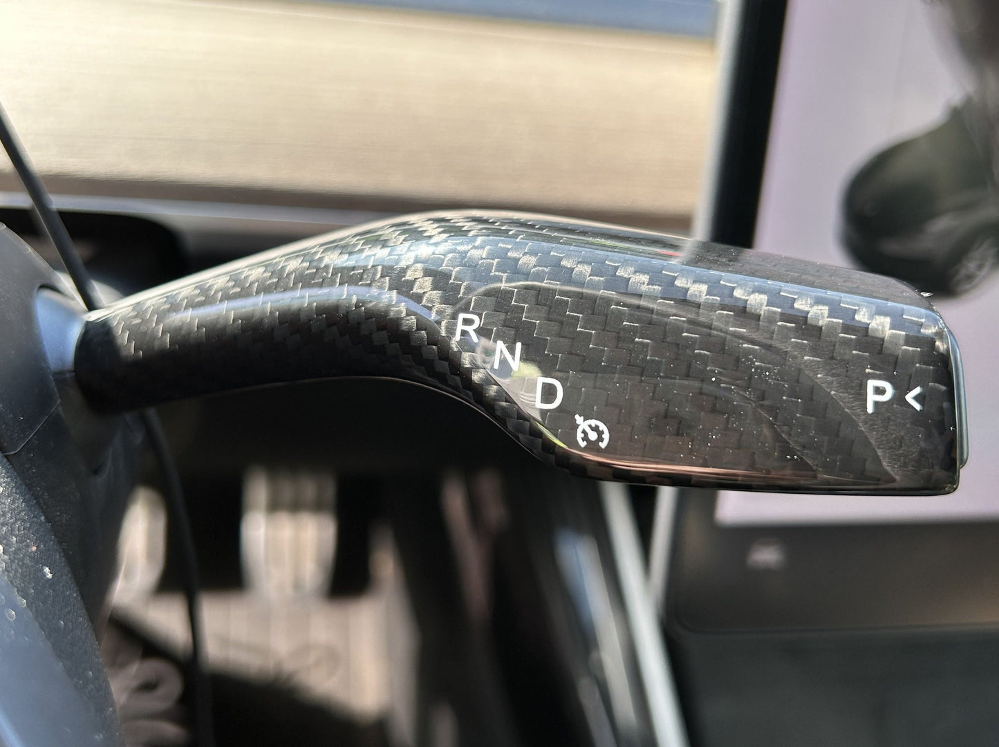 Model 3/Y: Real Carbon Fibre Gear Shift and Wiper Control Lever Covers (2PCs)