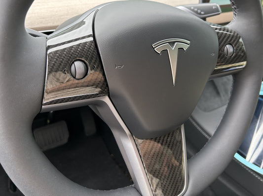 Model 3/Y: Real Carbon Fibre Steering Wheel Decal