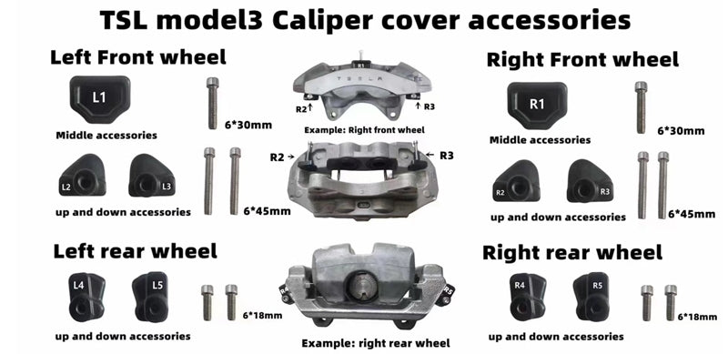 Model 3 Legacy/ Highland 2017-2025: Decorative Brake Caliper Cover Aluminum Alloy (18'' & 19'')