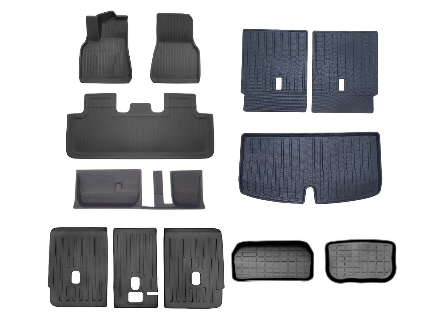 Model Y 7 Seaters: Full All-weather Floor/Frunk/Trunk Mats Bundle Set Bundle Set (9 PCs)