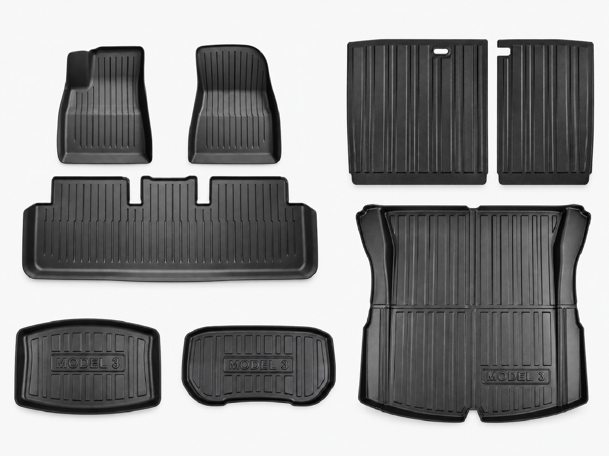 Model 3 Highland 2024+: TPE Full All-weather Floor/Frunk/Trunk Liners Mats Bundle Set (6 PCs)