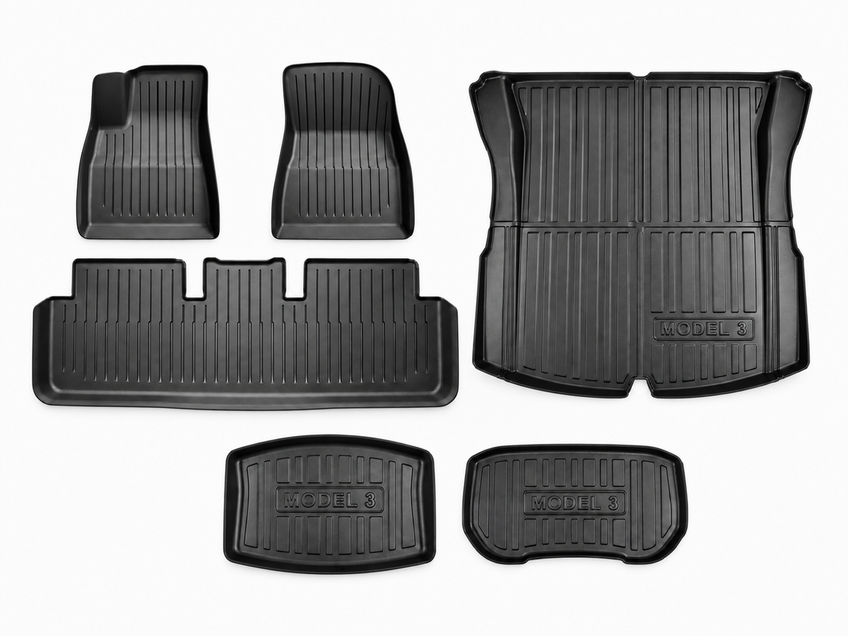 Model 3 Highland 2024+: TPE Full All-weather Floor/Frunk/Trunk Liners Mats Bundle Set (6 PCs)