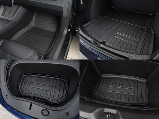 Model 3 Highland 2024+: TPE Full All-weather Floor/Frunk/Trunk Liners Mats Bundle Set (6 PCs)